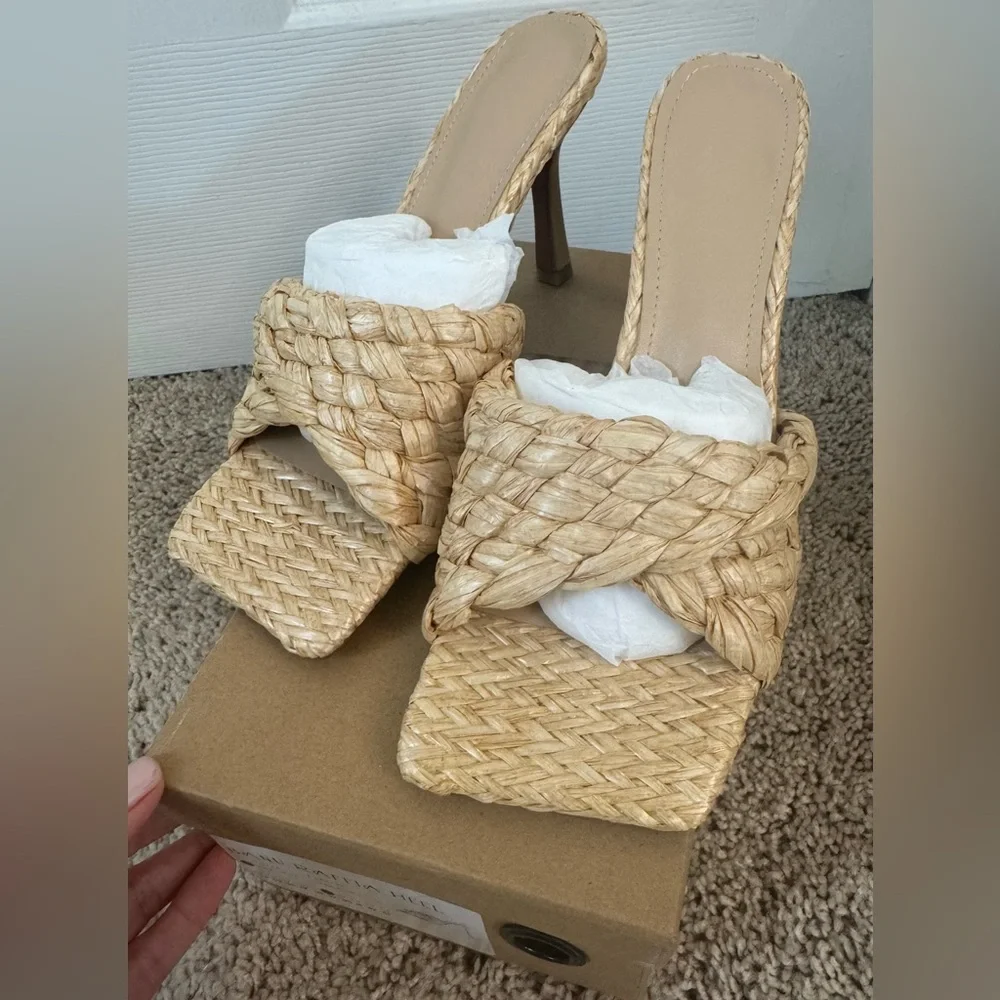 Raffia mule heel sandals size 39 - Picture 3 of 7